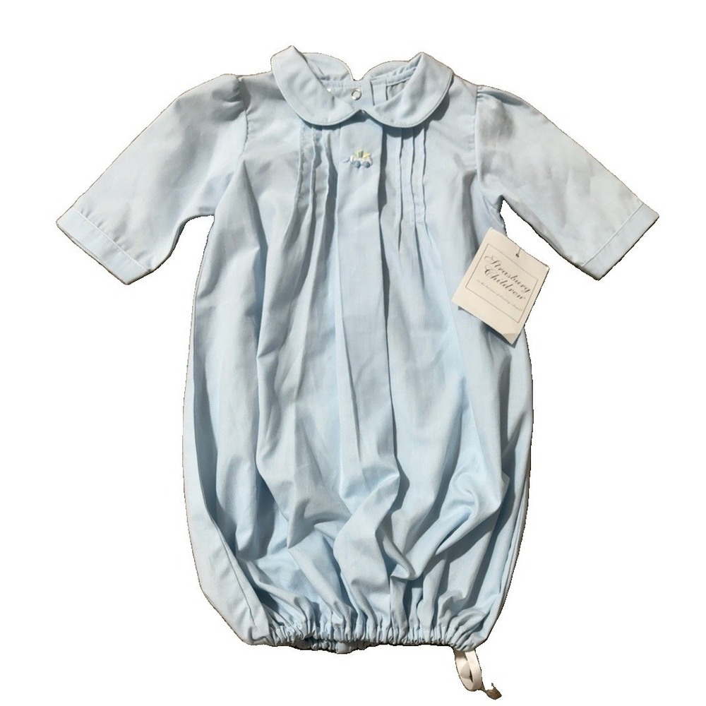 Strasburg Children Baby Blue Christening One Size Romper Heirloom Gown NWT Boy
